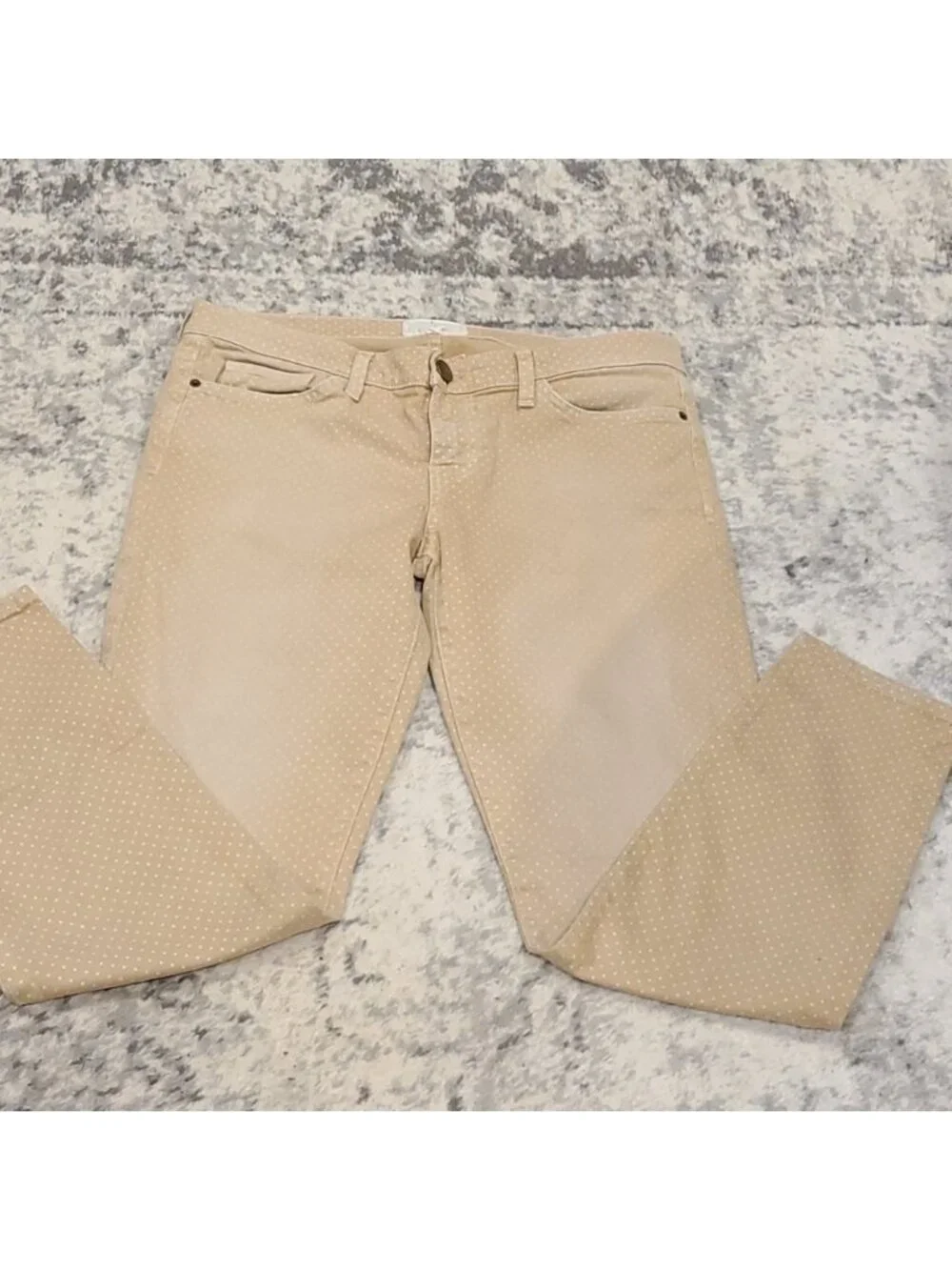 Current/Elliot beige polka dot skinny jeans